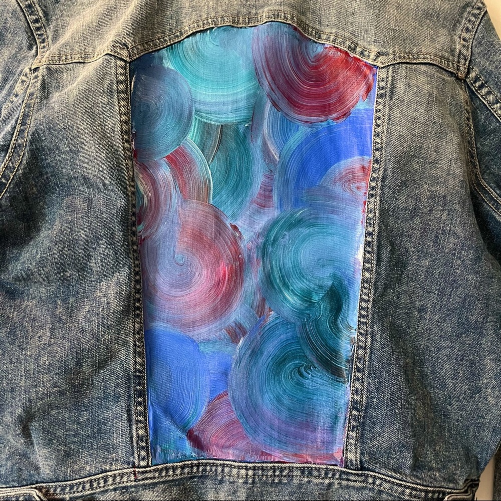 Hand Painted Rustic Denim Jean Jacket - Picture 3 of 6